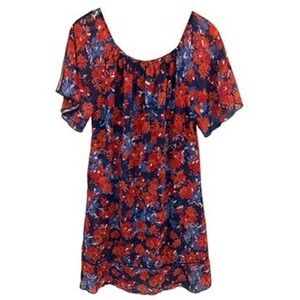 Signature Collection Floral Midi Dress Flutter Sleeve L/G 12-14 Boho Cottagecore